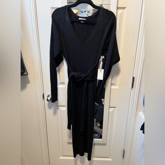 Good American Long Sleeve Black Ribbed Sweater Dress - Picture 2 of 6